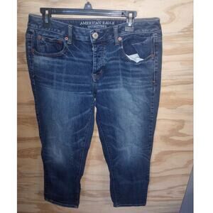Women's American Eagle 10 Boy Crop Stretch Dark Wash